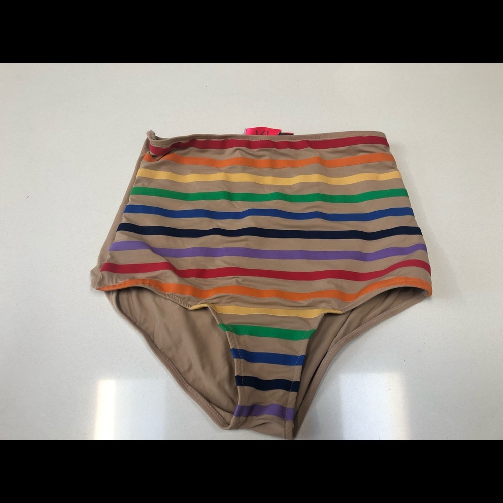 Milagres Striped High Waist Bikini Bottom